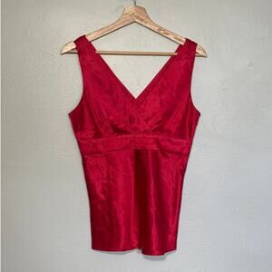 Women's Size 6 Vintage INC  International Concepts 100% Silk Red V Neck Blouse